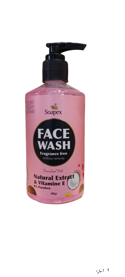 Soapex Face Wash Fragrance Free - Natural Extract & Vitamin E 0% Paraben - 350g