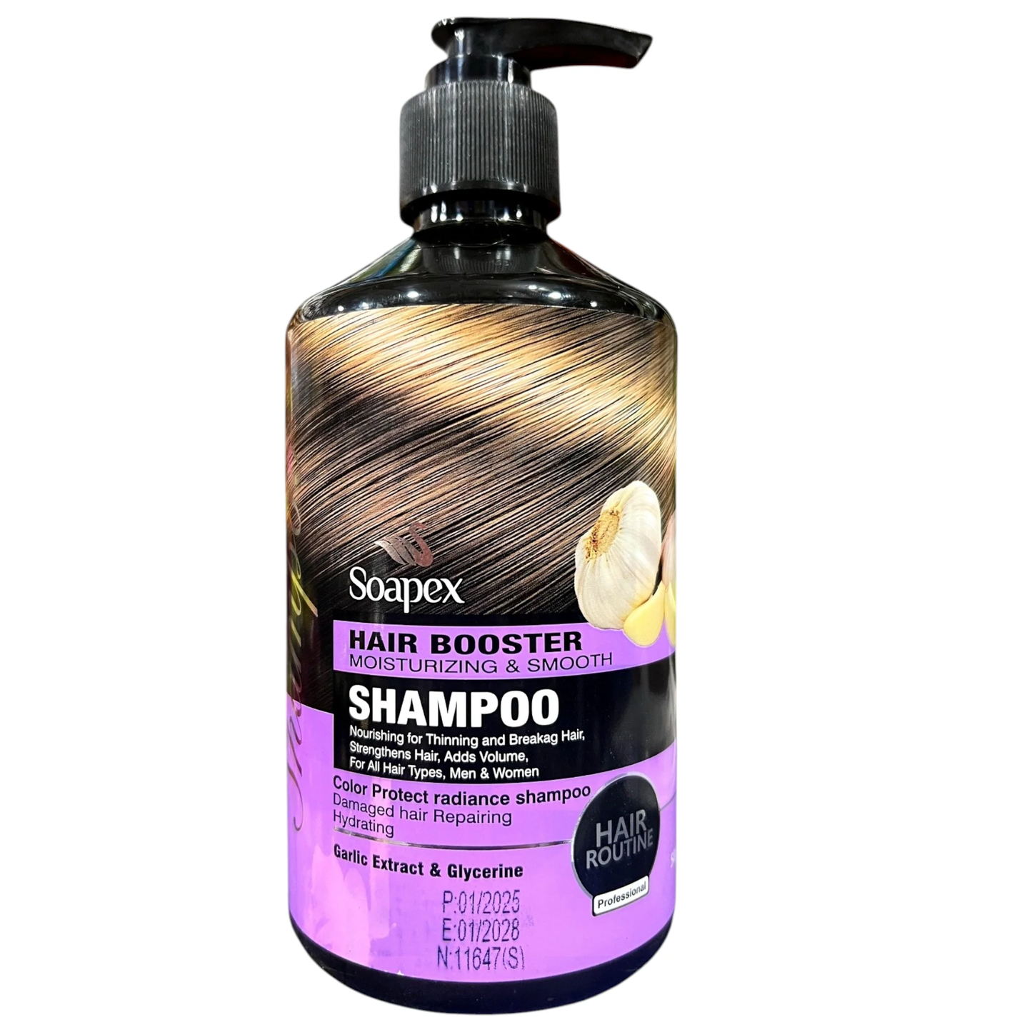 Soapex Hair Booster Moisturizing & Smooth Shampoo | Garlic Extract & Glycerine | 500ml | All Hair Types