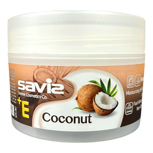 Saviz Coconut + Vitamin E Hand & Face Moisturizing Soft Cream | 180g | Fast Absorption | Non-Greasy | IFDA Certified | Made in Iran