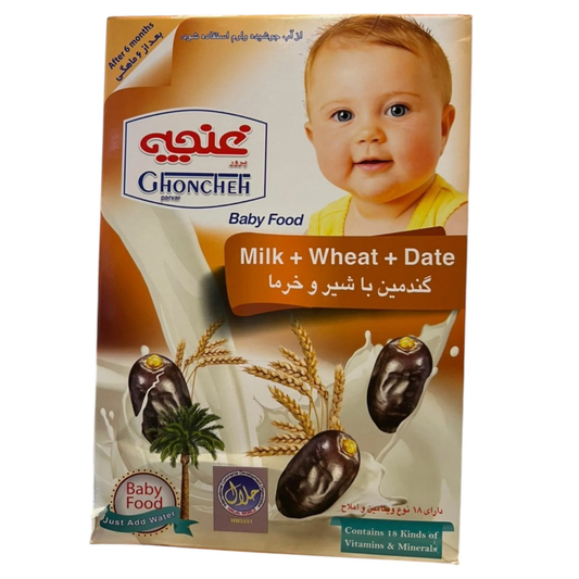 Ghoncheh Parvar Baby Food | Milk + Wheat + Date | After 6 Months | 18 Vitamins & Minerals