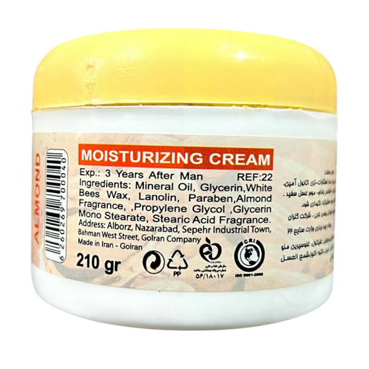 Aray Almond Moisturizing Cream | 210g | Helps Replenish & Tone Skin | ISO Certified | Made in Iran